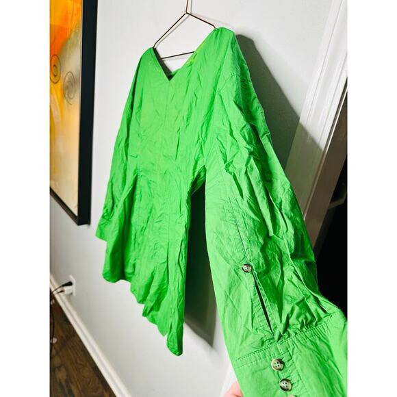 NANUSHKA Green 100% Cotton Shirt Plunge Neckline Halter Tie Alyssa Dress Size XL - Picture 6 of 11